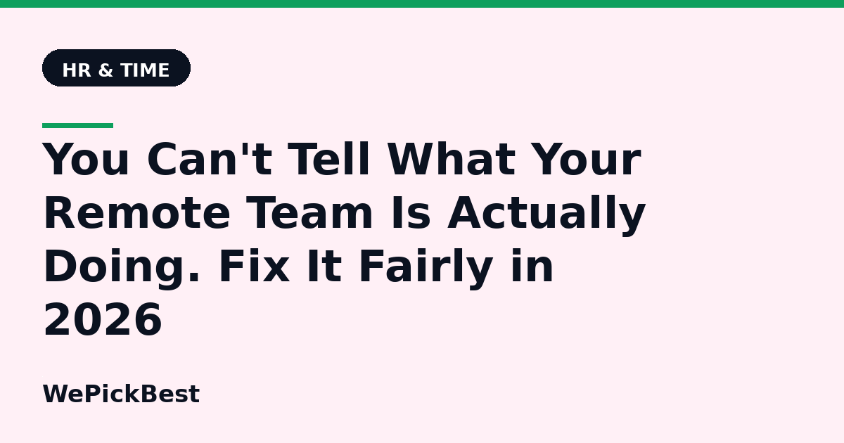 You Can't Tell What Your Remote Team Is Actually Doing. Fix It Fairly in 2026