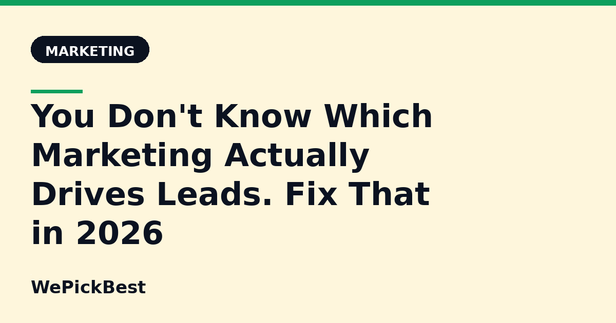 You Don't Know Which Marketing Actually Drives Leads. Fix That in 2026